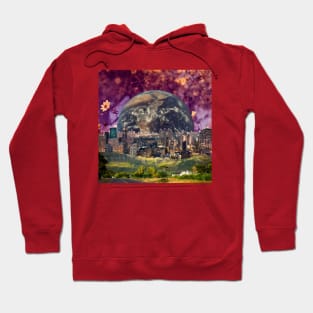 A Cosmic Collage of Stars and Skyscrapers Hoodie